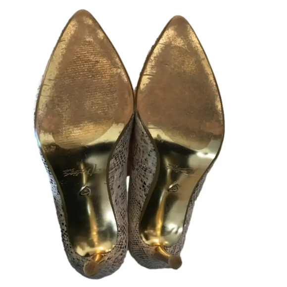 Thalia Sodi Leather Snakeskin Print Pumps with Gold Heels women’s size 7 shoes - Picture 7 of 9